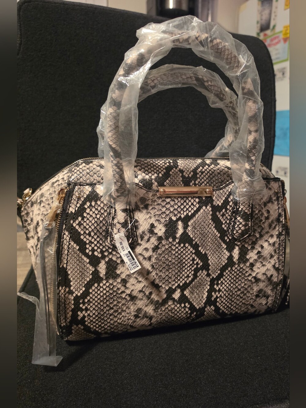 ALDO Snake Print Small Satchel Top Handle Bag Zip Detachable Adjustable Strap
